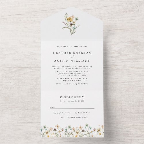 Elegant Floral Wedding All in One Invitation