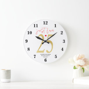 Elegant Floral Wedding Anniversary Gift Large Clock