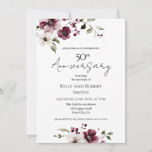 Elegant Floral Wedding Anniversary Invitation
