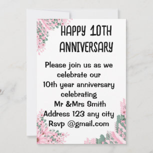 Elegant Floral Wedding Anniversary Invitation Bi