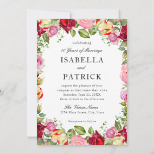 Elegant Floral Wedding Anniversary Vow Renewal Invitation