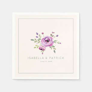 Elegant Floral Wedding Announcement Napkins