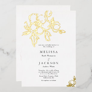 Elegant Floral Wedding blooms Foil Invitation