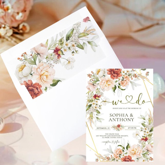 Elegant Floral Wedding | Blush Peach Rustic  Envelope Liner (Creator Uploaded)