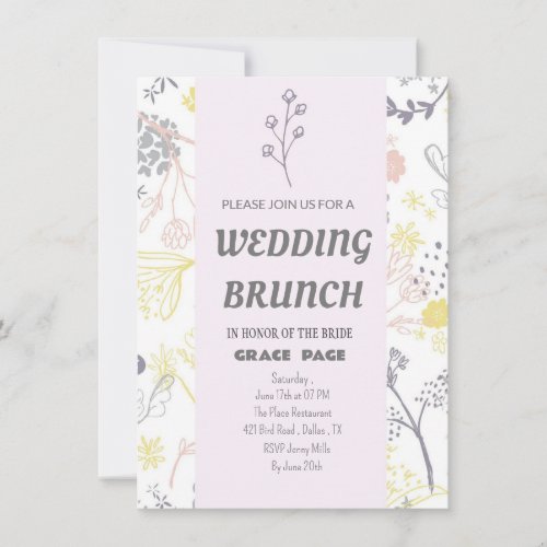 Elegant floral Wedding Brunch Invitation Card