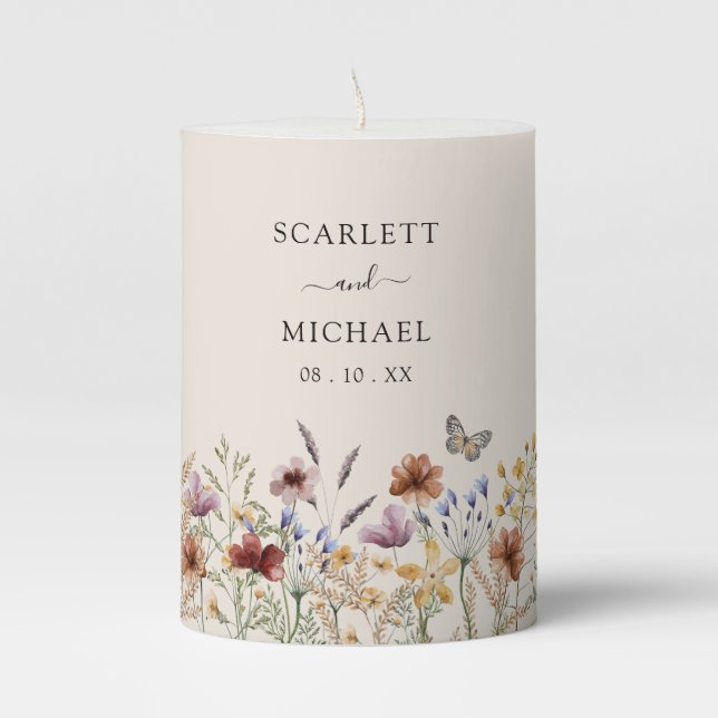 Elegant Floral Wedding Candle (Front)