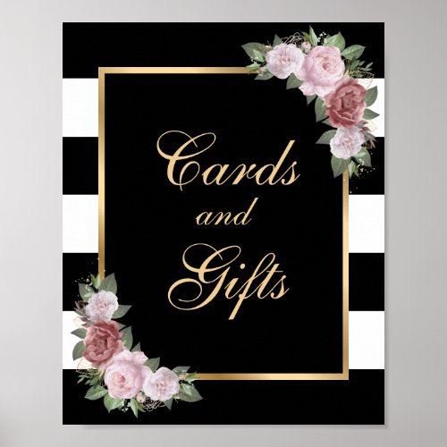 Elegant Floral Wedding Cards and Gifts Sign