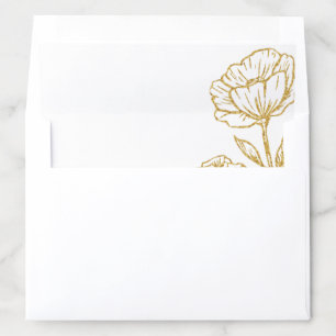 Elegant Floral Wedding, Charcoal and Gold Flowers Envelope Liner