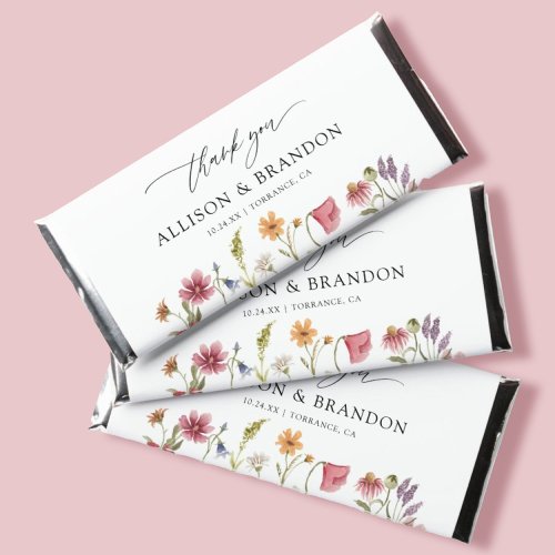 Elegant Floral Wedding Chocolate Hershey Bar