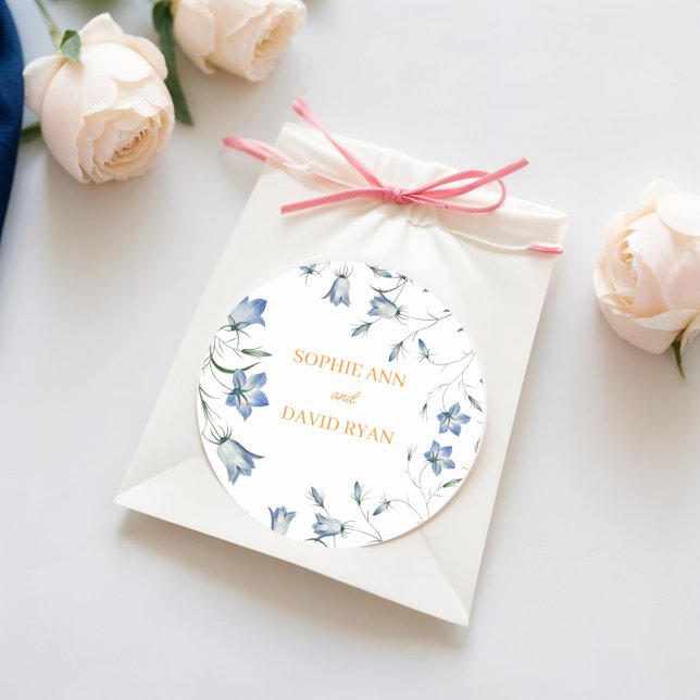 Elegant Floral Wedding Classic Round Sticker (Creator Uploaded)