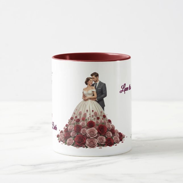 Elegant Floral Wedding Couple Coffee Mug (Center)