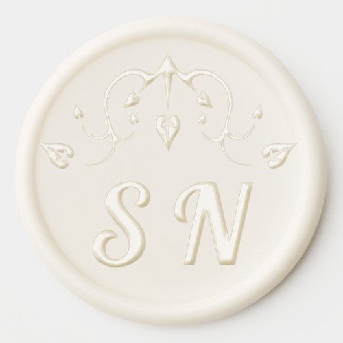 Elegant floral wedding couple monogram initials wax seal sticker