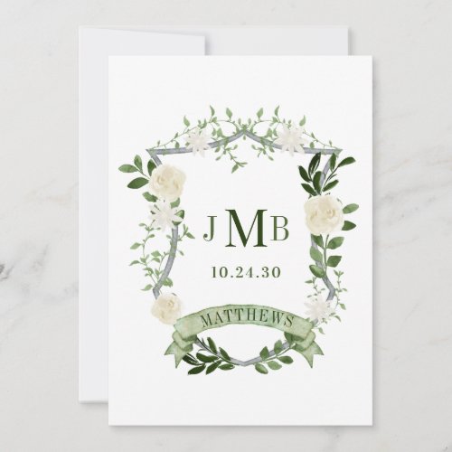 Elegant Floral Wedding Crest Invitation