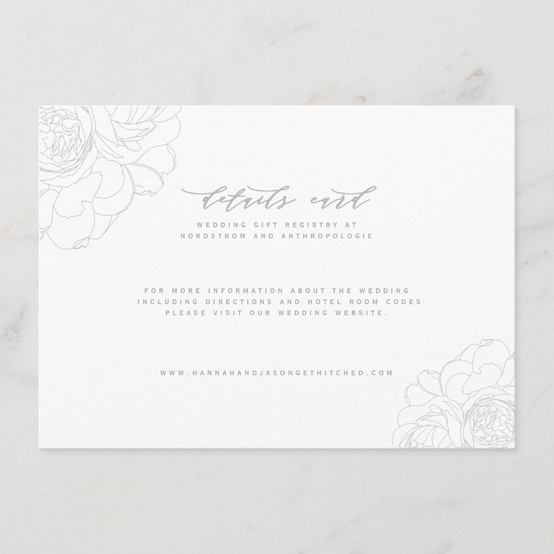 Elegant floral wedding details card | Zazzle