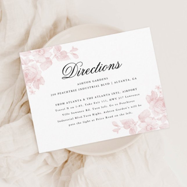 Elegant Floral Wedding Details Enclosure Card (Vintage rose wedding directions enclosure cards.)