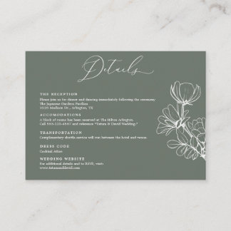 Elegant Floral Wedding Details Enclosure Card