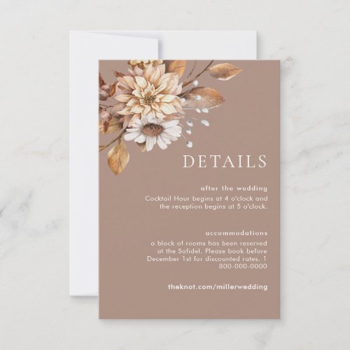 Elegant Floral Wedding Details Enclosure Cards