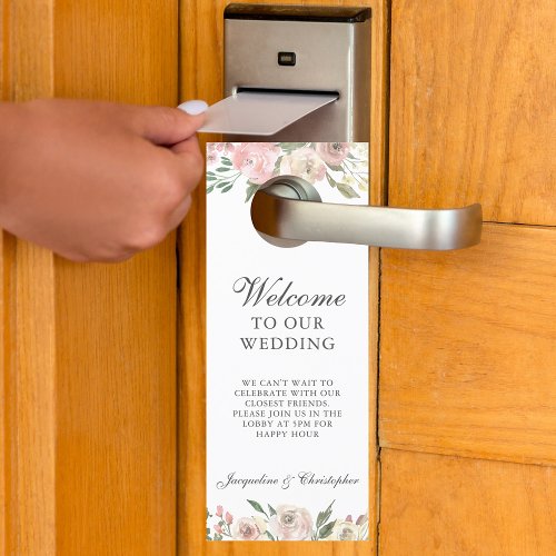 Elegant Floral Wedding Do Not Disturb  Welcome Door Hanger