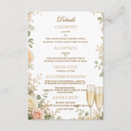 Elegant Floral Wedding Enclosure Cards