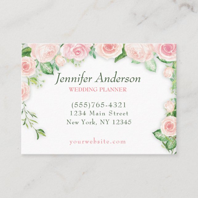 Elegant Floral Wedding  Event Planner Service Business Card (Front)