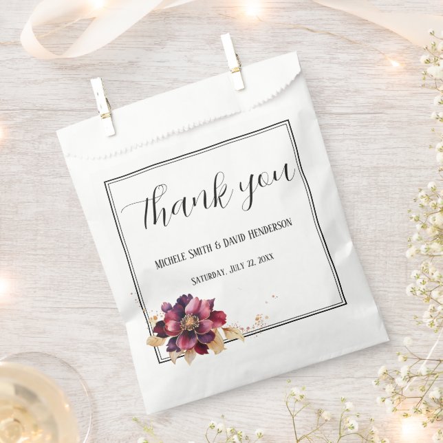 Elegant Floral Wedding Favor Bag (Clipped)