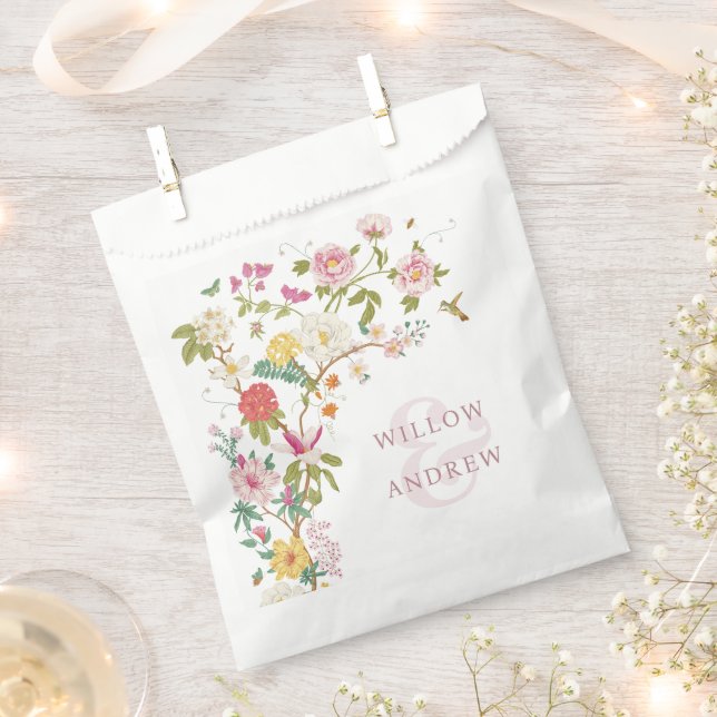Elegant Floral Wedding Favor Bags (Clipped)