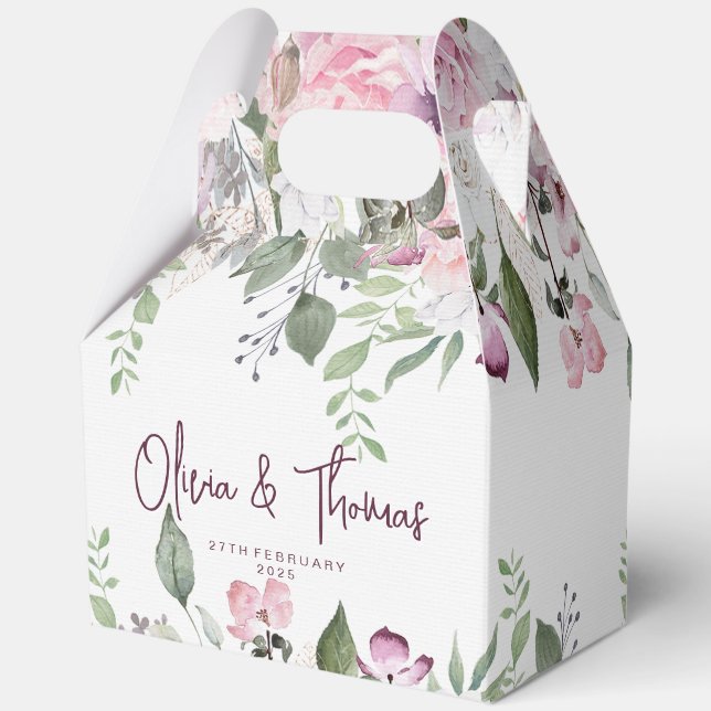 Elegant Floral Wedding Favor Boxes (Front)