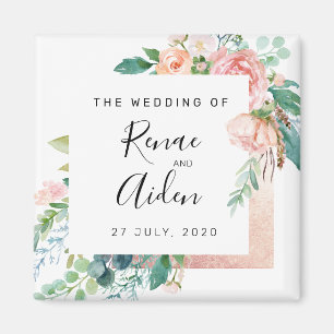 Elegant floral wedding favor magnet, wedding magnet