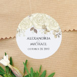 Elegant Floral Wedding Favor Personalized Classic Round Sticker<br><div class="desc">Add a touch of elegance with this simple chic modern sticker featuring a colorful minimalist mandala in navy blue, yellow, and orange. The clean, minimal, basic design blends beautifully with its contemporary design, making it perfect for any space. A lotus flower illustration adds a serene touch, ideal for home, office,...</div>