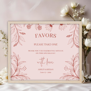 Elegant Floral Wedding Favors Sign 