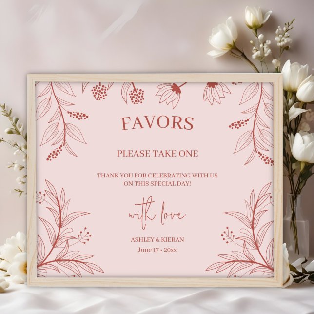 Elegant Floral Wedding Favors Sign  (Creator Uploaded)