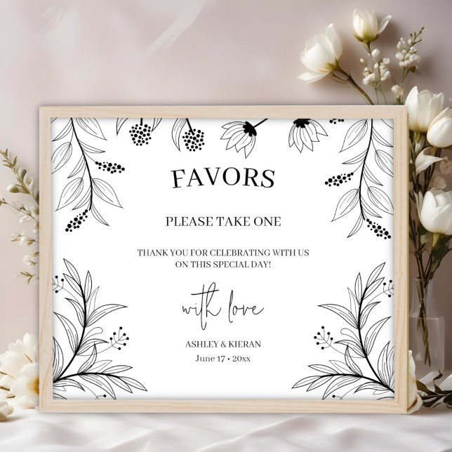 Elegant Floral Wedding Favors Sign  (Creator Uploaded)