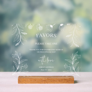 Elegant Floral Wedding Favors Sign
