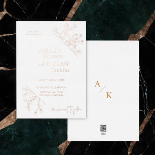 Elegant Floral Wedding Foil Invitation