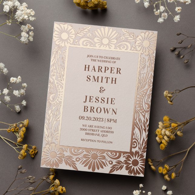 Elegant Floral Wedding Foil Invitation (Creator Uploaded)