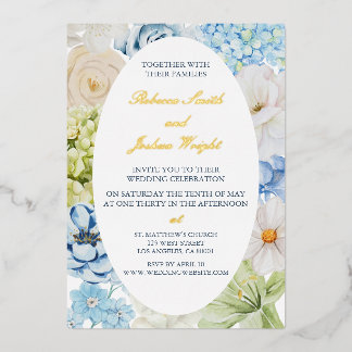 Elegant Floral Wedding Foil Invitation