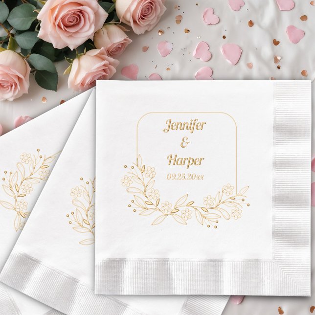 Elegant Floral Wedding Foil Napkins (Creator Uploaded)