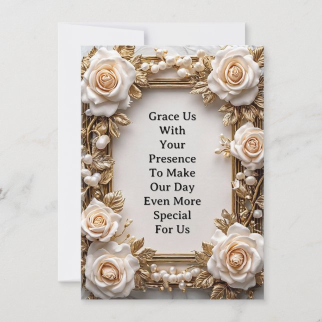 Elegant Floral Wedding Frame Invitation (Front)