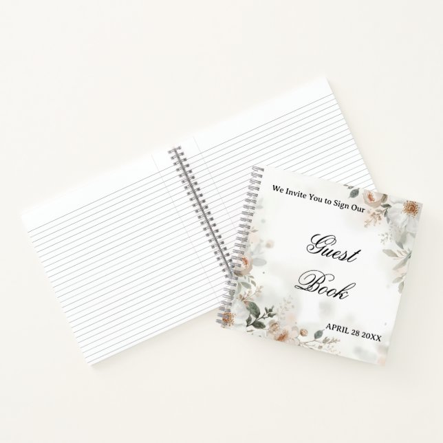 Elegant Floral Wedding Guest Book (Inside)