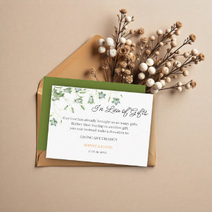Elegant Floral Wedding  In Lieu of Gifts Enclosure Card