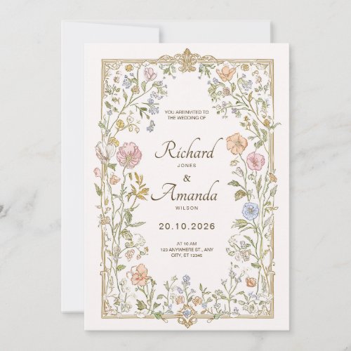 Elegant Floral Wedding Invitation 