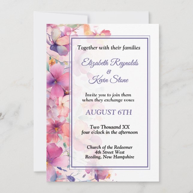 Elegant Floral wedding Invitation (Front)