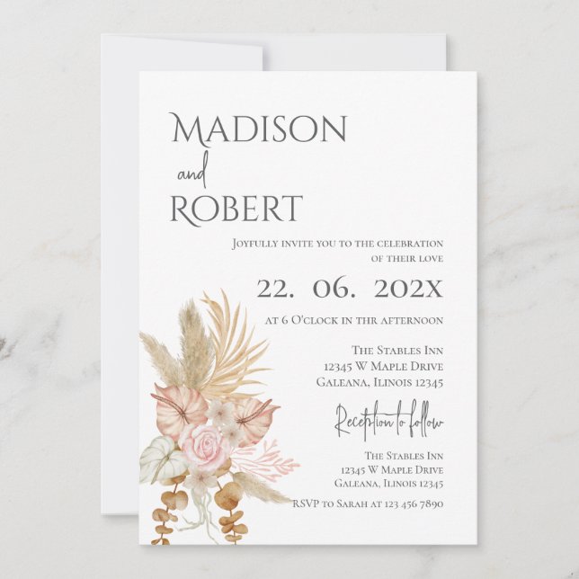 Elegant Floral Wedding Invitation (Front)