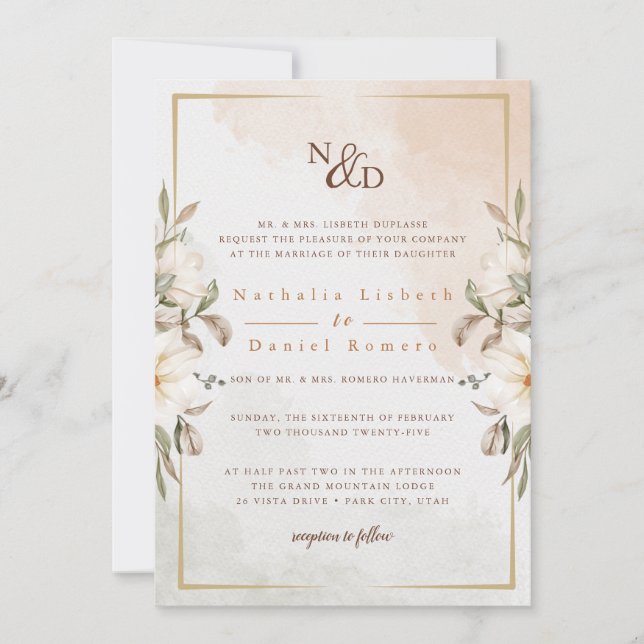 Elegant Floral Wedding Invitation (Front)