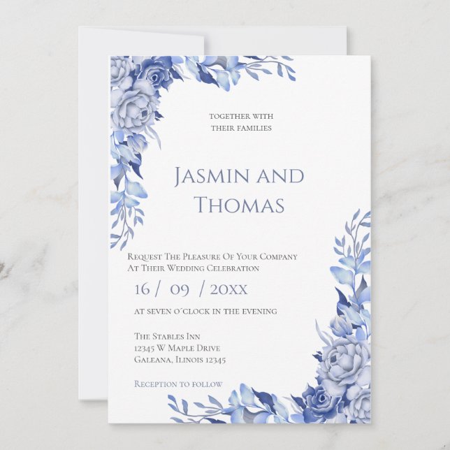 Elegant Floral Wedding Invitation (Front)