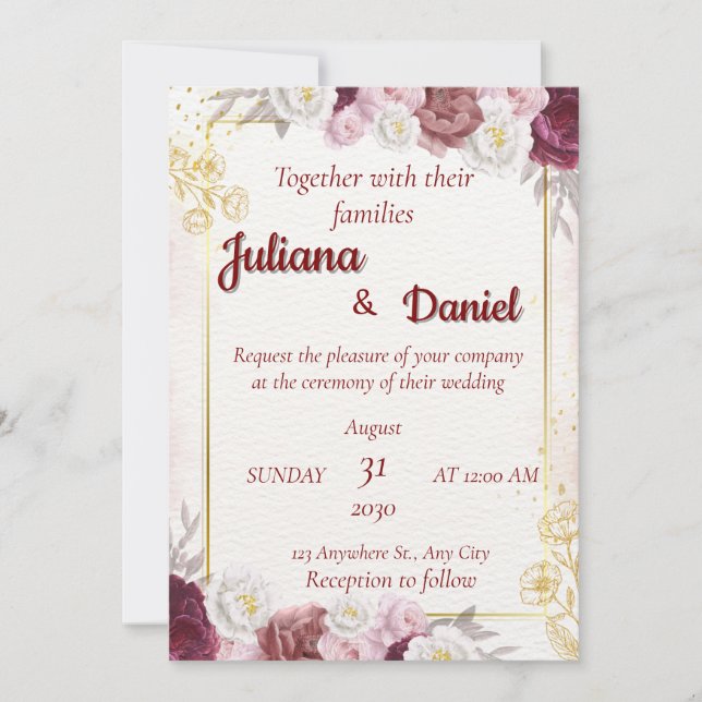 Elegant Floral Wedding Invitation (Front)
