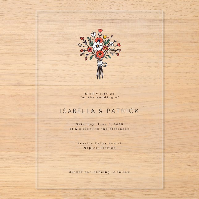 Elegant Floral Wedding Invitation (Front)