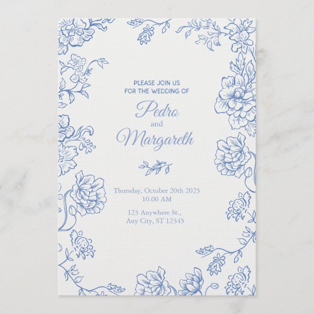 Elegant Floral Wedding Invitation  (Front)