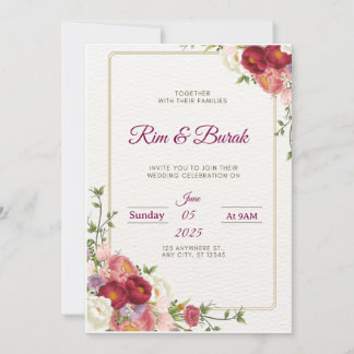 Elegant Floral Wedding Invitation 