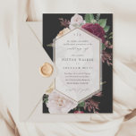 Elegant Floral Wedding Invitation<br><div class="desc">A romantic,  vintage fall wedding invitation featuring beautiful botanicals and a modern geometric shape with rose gold frame and couple monogram.</div>
